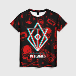 Женская футболка 3D In Flames rock glitch