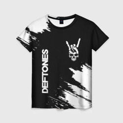 Женская футболка 3D Deftones и рок символ на темном фоне