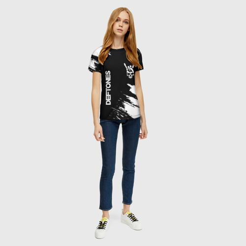 Женская футболка 3D Deftones и рок символ на темном фоне, цвет 3D печать - фото 5