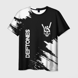 Мужская футболка 3D Deftones и рок символ на темном фоне