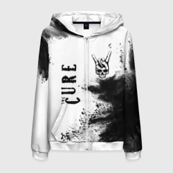 Мужская толстовка 3D на молнии The Cure и рок символ на светлом фоне