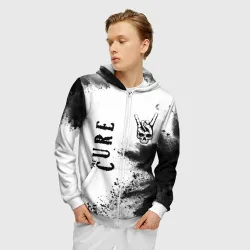 Мужская толстовка 3D на молнии The Cure и рок символ на светлом фоне - фото 2