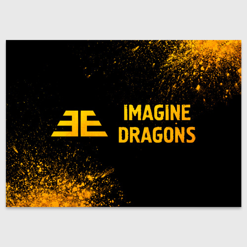 Поздравительная открытка Imagine Dragons - gold gradient: надпись и символ, цвет белый