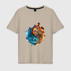 Мужская футболка хлопок Oversize Стихии огня и воды