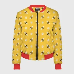 Женский бомбер 3D Пчелы и цветы паттерн