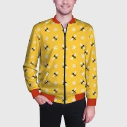 Мужской бомбер 3D Пчелы и цветы паттерн - фото 2