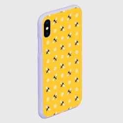 Чехол для iPhone XS Max матовый Пчелы и цветы паттерн - фото 2