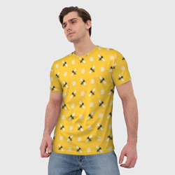Мужская футболка 3D Пчелы и цветы паттерн - фото 2