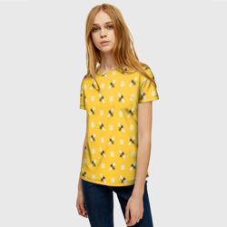 Женская футболка 3D Пчелы и цветы паттерн - фото 2