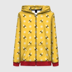 Женская толстовка 3D на молнии Пчелы и цветы паттерн