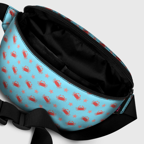 Поясная сумка 3D с принтом Летний паттерн с крабами и морскими звездами, фото #6