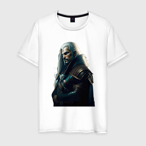 Мужская футболка из хлопка с принтом Убийца чудовищ Ведьмак, вид спереди №1