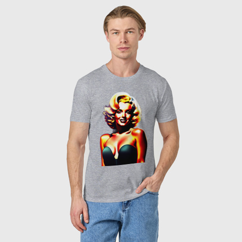 Мужская футболка хлопок с принтом Голова Мерлин Монро, фото на моделе #1