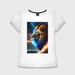 Женская футболка хлопок Slim Огненный космический лев