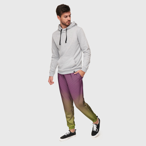 Мужские брюки 3D с принтом Розово-зеленый дым - Хуф и Ся, фото на моделе #1