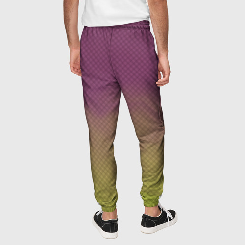Мужские брюки 3D с принтом Розово-зеленый дым - Хуф и Ся, вид сзади #2