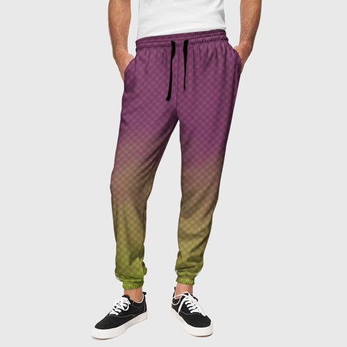 Мужские брюки 3D с принтом Розово-зеленый дым - Хуф и Ся, вид сбоку #3