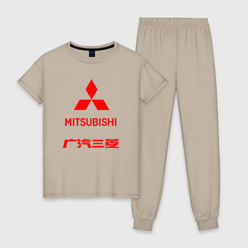 Женская пижама хлопок Mitsubishi sign, цвет миндальный