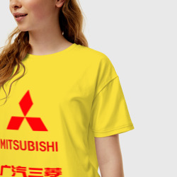 Женская футболка хлопок Oversize Mitsubishi sign - фото 2