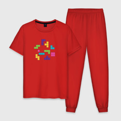 Мужская пижама хлопок Разноцветные блоки тетриса