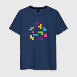 Мужская футболка хлопок Разноцветные блоки тетриса