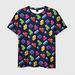 Мужская футболка 3D Абстрактные игровые блоки Тетрис