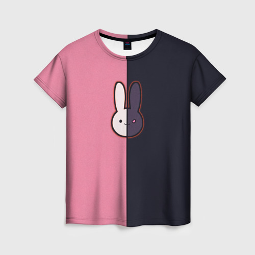 Женская футболка 3D с принтом Ребенок идола - Кролик лого, вид спереди #2