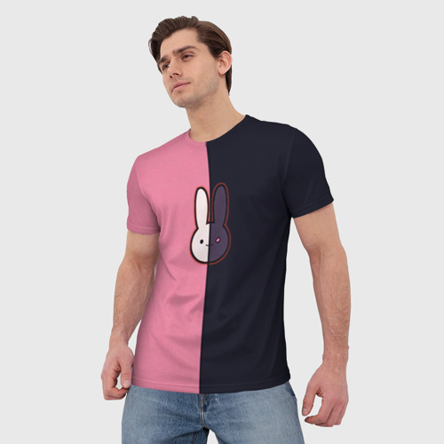Мужская футболка 3D с принтом Ребенок идола - Кролик лого, фото на моделе #1