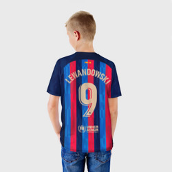 Детская футболка 3D Роберт Левандовский Барселона форма 22-23 домашняя - фото 2