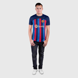 Мужская футболка 3D Slim Роберт Левандовский Барселона форма 22-23 домашняя - фото 2