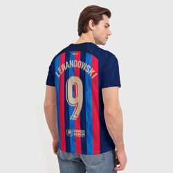 Мужская футболка 3D Роберт Левандовский Барселона форма 22-23 домашняя - фото 2