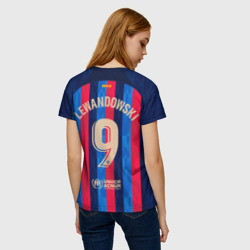 Женская футболка 3D Роберт Левандовский Барселона форма 22-23 домашняя - фото 2