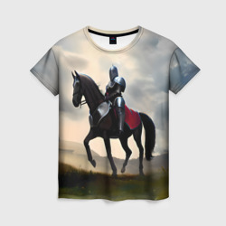 Женская футболка 3D Воин рыцарь на лошади