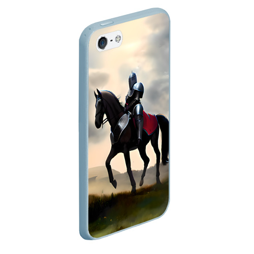 Чехол для iPhone 5/5S матовый Воин рыцарь на лошади, цвет голубой - фото 3