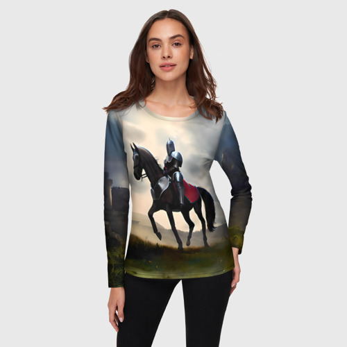 Женский лонгслив 3D Воин рыцарь на лошади, цвет 3D печать - фото 3