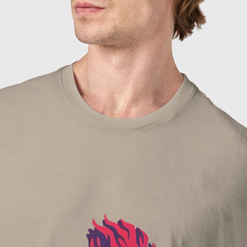 Мужская футболка хлопок Хисока и лого на спине, цвет миндальный - фото 6