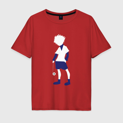 Мужская футболка хлопок Oversize с принтом Киллуа Золдик  с лого на спине, вид спереди #2