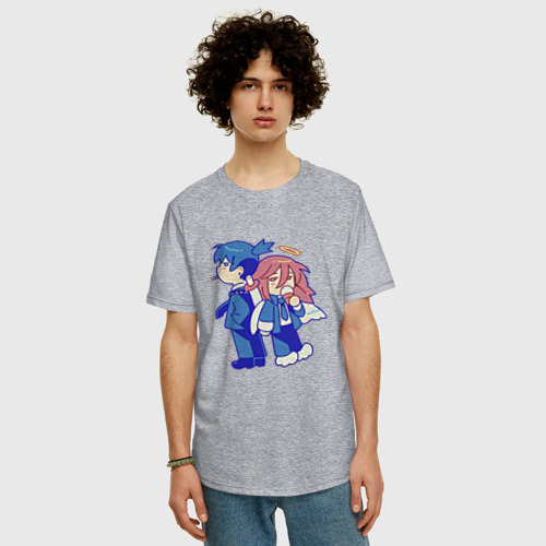 Мужская футболка хлопок Oversize с принтом Angel x aki, фото на моделе #1