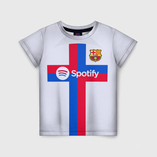 Детская футболка 3D Роберт Левандовский Барселона форма 22-23 гостевая, цвет 3D печать