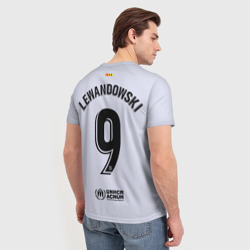 Мужская футболка 3D Роберт Левандовский Барселона форма 22-23 гостевая - фото 2