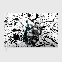 Флаг 3D Panda samurai on the background of blots
