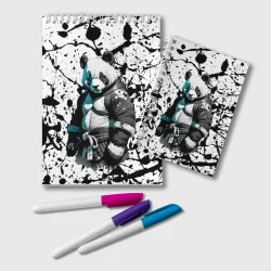 Блокнот Panda samurai on the background of blots