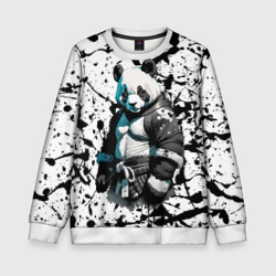 Детский свитшот 3D Panda samurai on the background of blots