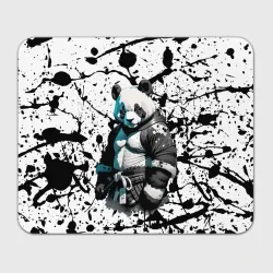 Прямоугольный коврик для мышки Panda samurai on the background of blots