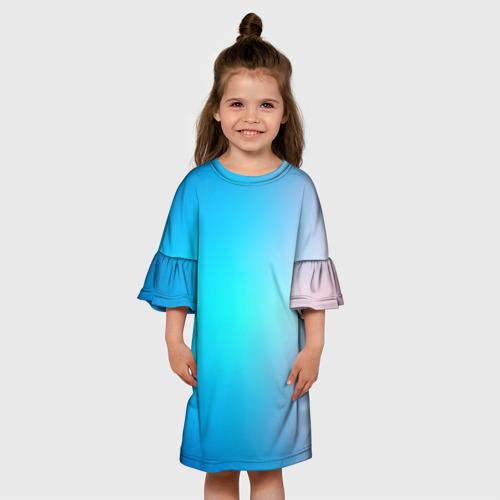 Детское платье 3D с принтом Градиент из  голубого в розовый, вид сбоку #3