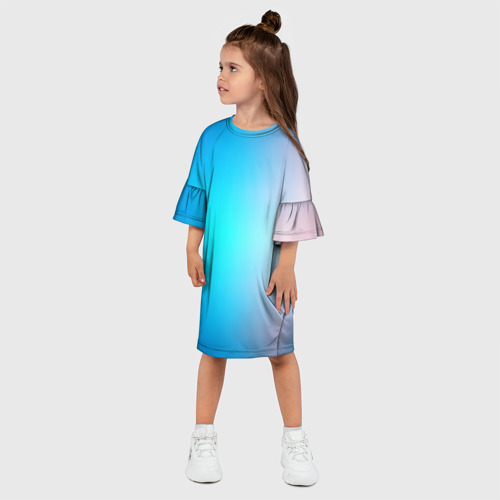 Детское платье 3D с принтом Градиент из  голубого в розовый, фото на моделе #1