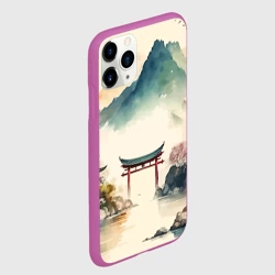 Чехол для iPhone 11 Pro матовый Японский пейзаж - акварель - фото 2