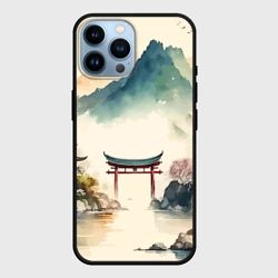 Чехол для iPhone 14 Pro Max Японский пейзаж - акварель
