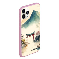 Чехол для iPhone 11 Pro Max матовый Японский пейзаж - акварель - фото 2