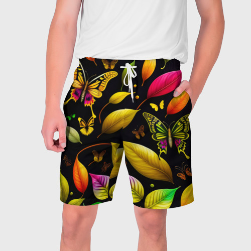 Мужские шорты 3D Листья и бабочки, цвет 3D печать